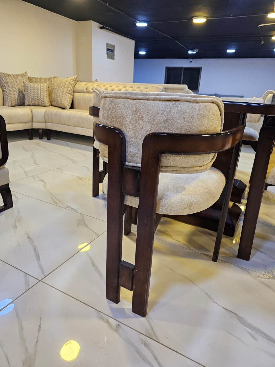 Modern Turkish Table with 6 Walnut Chairs - New with Elegant Design - 2